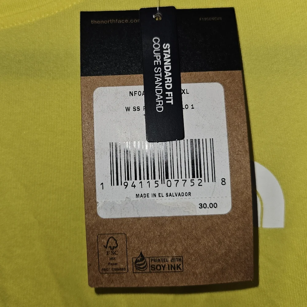 NWT! North Face Womens T-Shirt Short Sleeve Bright Yellow Extra Large XL NEW TNF